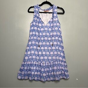 Oliphant Blue Patterned Sundress Flowy Boho Sleeveless Mini Dress Women’s Size S